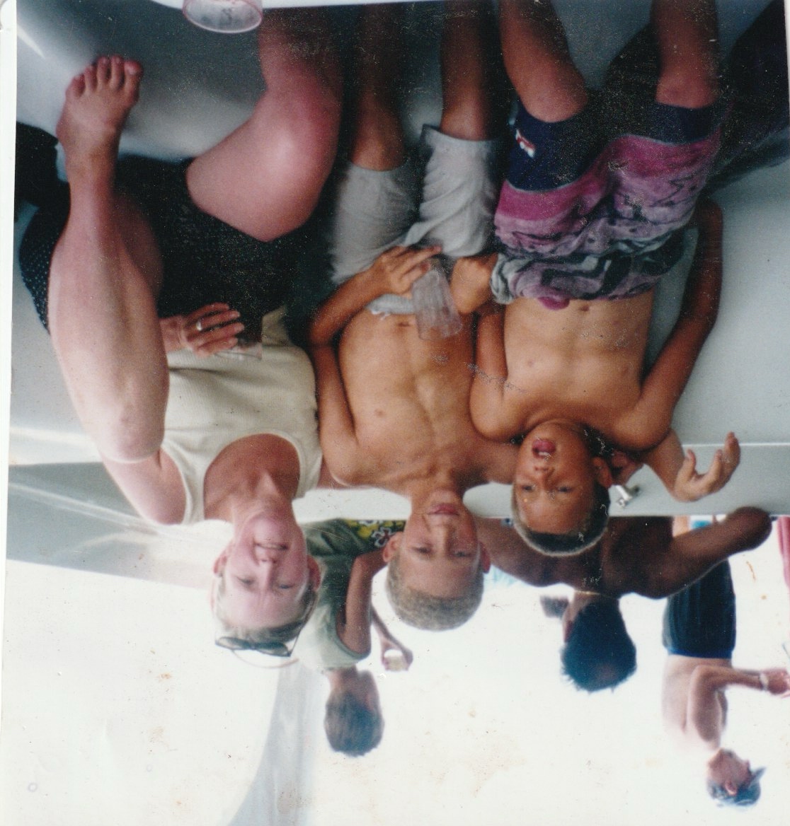 Jenny on the boat with the boys