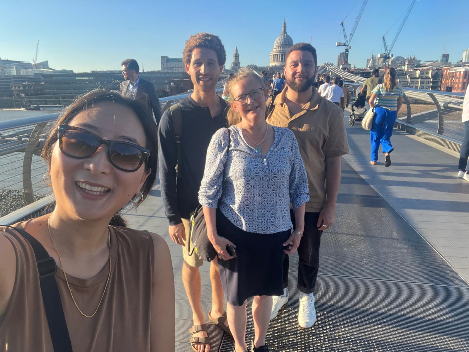 Jenny on the Millennium Bridge with family